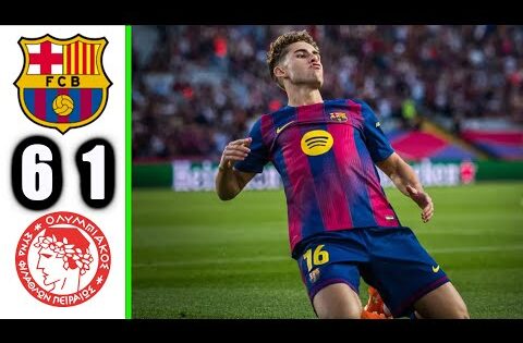 ملخص مباراة برشلونة واولمبياكوس 6-1 اهداف مباراة برشلونة واولمبياكوس اليوم 2025 ملخص كامل